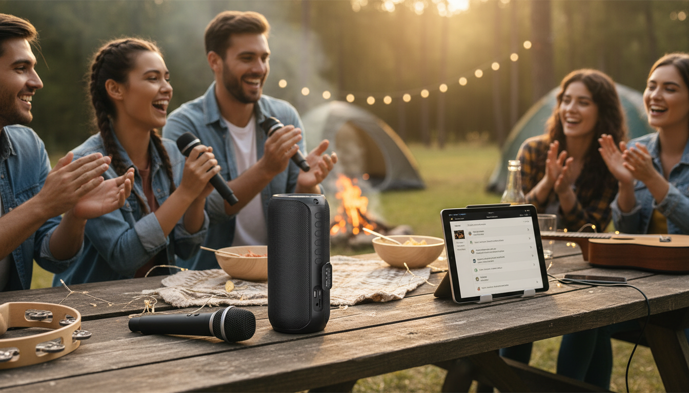 20W Portable Bluetooth Karaoke Speaker + 2 Wireless Mics